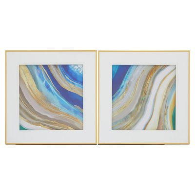 Set of 2 60cm Abstract Wave Wall Art SO'HOME
