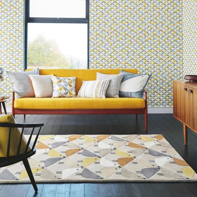 Tapis salon et chambre fait à la main en laine motif animaux LINTU UN AMOUR DE TAPIS