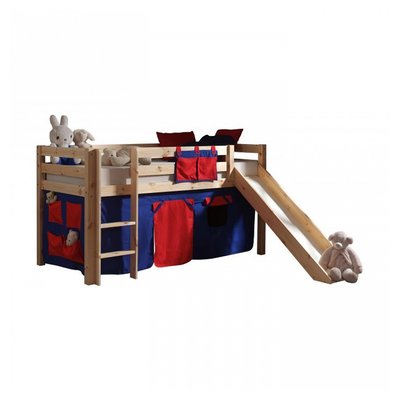 Lit Compact avec Toboggan Nature + Rideau de lit Domino VIPACK