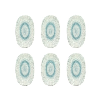 Lot de 6 assiettes ovales en porcelaine 19cm, AQUA NOVASTYL