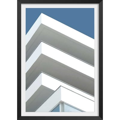 Affiche architecture urbaine balcons sur angle HEXOA