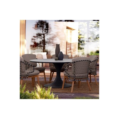 Table de jardin ronde en pierre et métal D158 8 places - PALOMA HELLIN, DEPUIS 1862