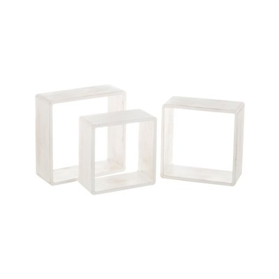 Set de 3 Étagères Murales en Bois Blanchi - 30x30x12cm WADIGA