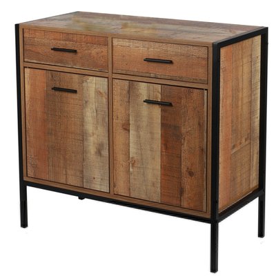Commode bois et noir 2 tiroirs et 2 portes - 84x40x79cm URBAN LIVING