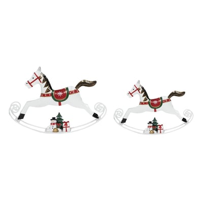 Set de 2 chevaux à bascule en métal rouge et   22x15 cm AMADEUS