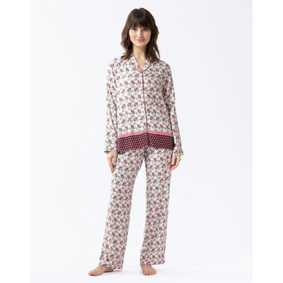 Pyjama boutonné en viscose imprimée écru ZOÉ 606 LE CHAT