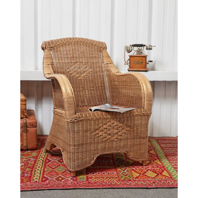 Grand fauteuil en osier Ernest N°1090 - Bon état DEBONGOUT