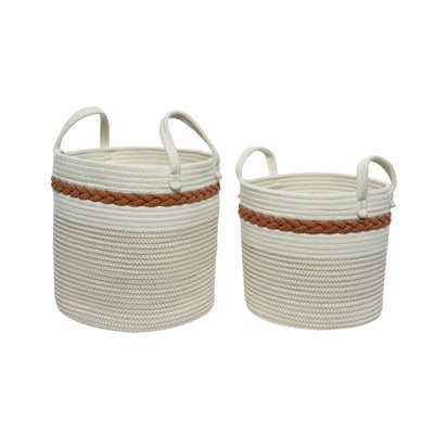 Lot De 2 Paniers De Rangement Ronds, En Coton Avec Poignées KAEMINGK