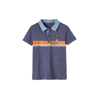 Polo à rayures placées détails en chambray VERTBAUDET