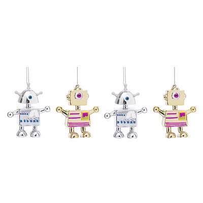 Set de 4 suspensions de noël robots en résine H8 SIA DECO