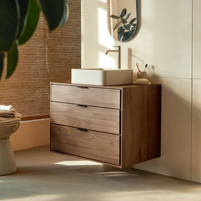 Meuble Salle De Bain en Noyer massif, SENSON TIKAMOON