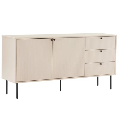 Buffet 2 portes et 3 tiroirs en acier et MDF décor mélaminé FSC® 150 cm, ROMEO OVIALA