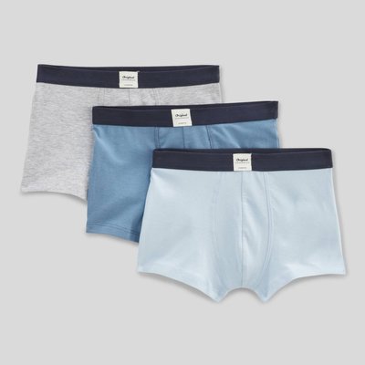 Lot de 3 boxers unis, contenant du coton BIO MONOPRIX