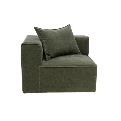 Module d'angle gauche pour canapé en tissu effet velours vert kaki KERRY MILIBOO