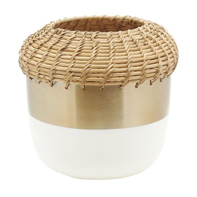 Vase en métal blanc et rotin Moyen modèle AUBRY GASPARD