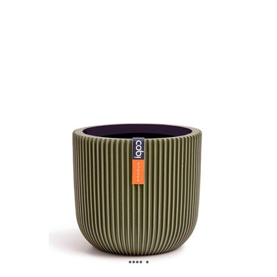 Pot Groove plastique forme eggpot H 13 x D 14cm Vert ARTIFICIELLES