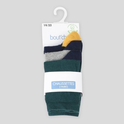 Lot de 3 paires de chaussettes contenant du coton BIO BOUT'CHOU