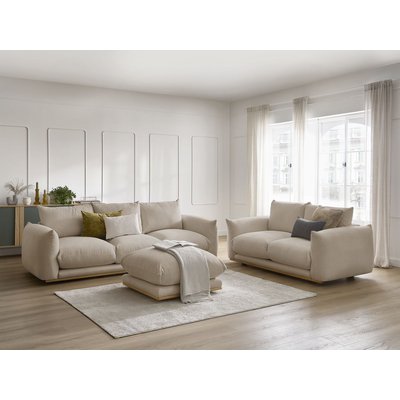 Canapé droit fixe 6 places en tissu avec pouf, ERNEST BOBOCHIC