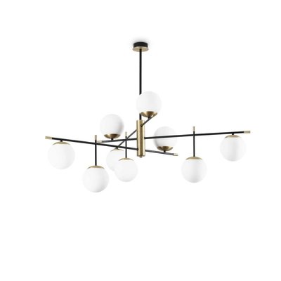 Suspension Gourmet Noir Et Laiton 9 Globes MILLUMINE