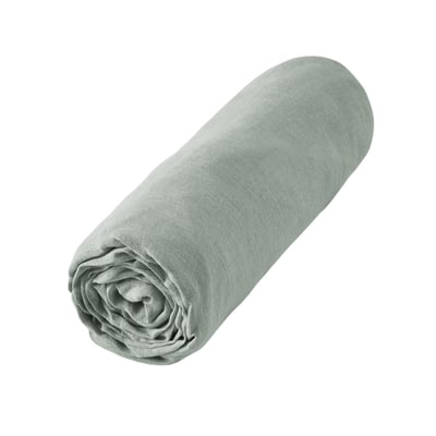 Drap Housse en Lin Lavé 140 x 190 cm Caramel EDEN