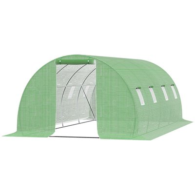 Serre de jardin tunnel surface sol 18 m² acier PE vert OUTSUNNY