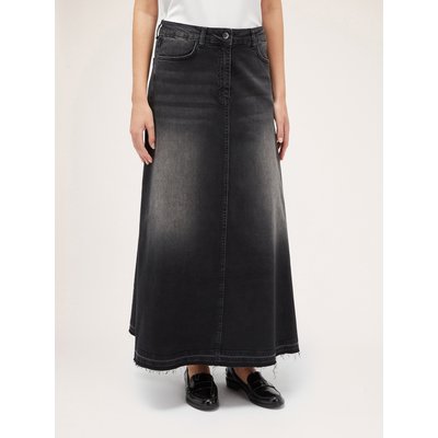 Jupe longue en denim de coton mélangé délavé noir MOTIVI