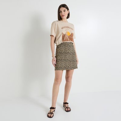 Jupe denim motif léopard GRAIN DE MALICE