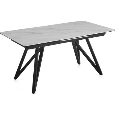 Table extensible blanche céramique et pieds métal design moderne RECOLLECTION