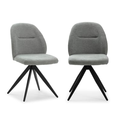 Lot de 2 chaises pivotantes en tissu avec pieds en métal noir L47 cm - TAMARA CALICOSY