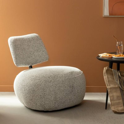 Fauteuil en tissu bouclette avec dossier gris  CALYA MADE IN MEUBLES 