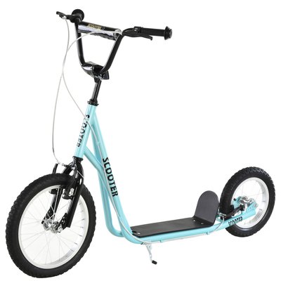 Trottinette patinette freestyle grandes roues pneumatiques bleu ciel HOMCOM