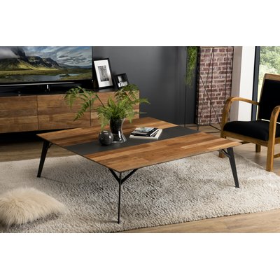 Table basse carrée 120cm en teck recyclé et centre en métal style contemporain PANAMA PIER IMPORT