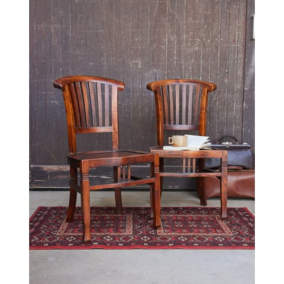 Paire de chaises en acajou Claude N°1349 - Bon état DEBONGOUT
