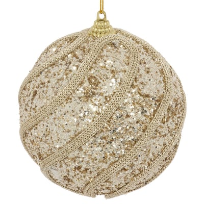 Boule de Noël pailletée or D. 95 mm FEERIC LIGHTS & CHRISTMAS