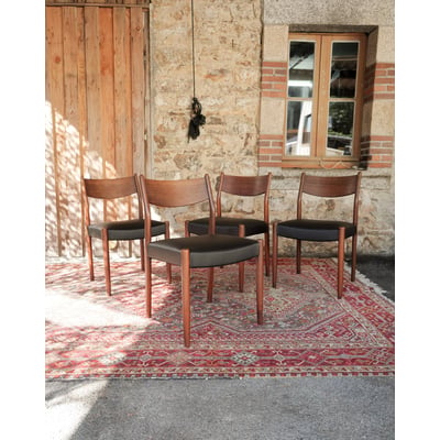 Lot de 4 chaises scandinaves Alma N°1990 - Bon état DEBONGOUT