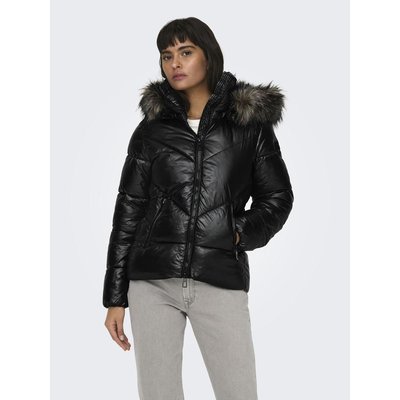 Doudoune Vestes Capuche avec bord en fausse fourrure détachable Poignets coupe-vent pour empêcher le vent de pénétrer ONLY