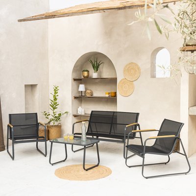Salon de jardin en acier, 4 places, TENERIFE HAPPY GARDEN