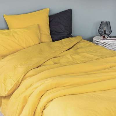 Housse de couette unie en coton Lavé TOISON D OR