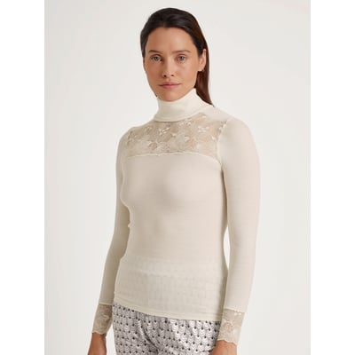 T-shirt à manches longues col roulé en laine et soie manches longues Laine SILKY WOOL GLAM CALIDA