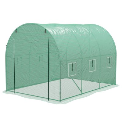 Serre de jardin tunnel 6 m² système d'arrosage intégré vert OUTSUNNY