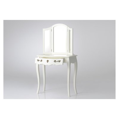 Coiffeuse baroque en bois 1 tiroir et miroir pliable en 3 parties - MURIANE AMADEUS