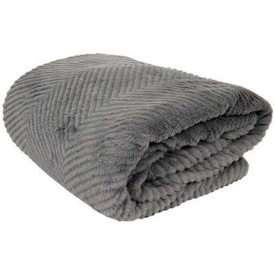 Plaid tissu doux grise et sherpa 140 x 200 cm CMP