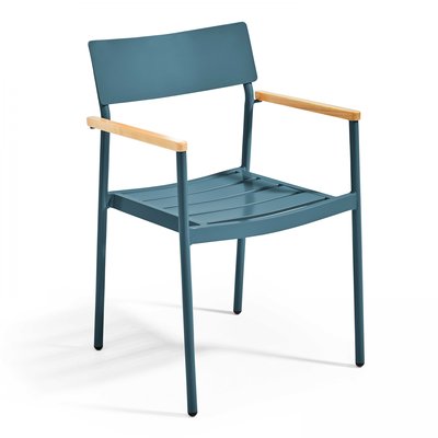 Fauteuil de jardin aluminium et bois, LEEDS OVIALA