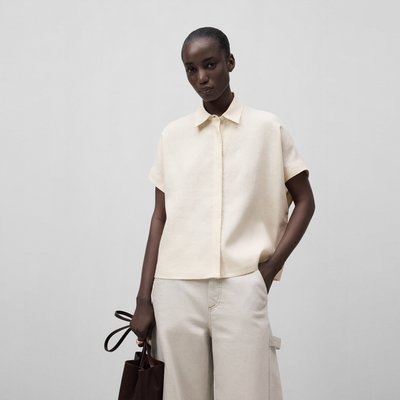 Chemise courte coupe boxy en lin européen mélangé ADOLFO DOMINGUEZ