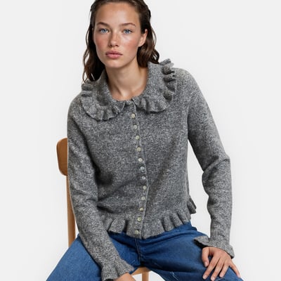 Cardigan col Claudine avec détails volants LA REDOUTE COLLECTIONS