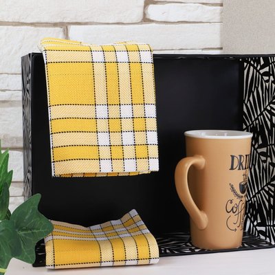 Lot de 2 grandes serviettes de table coton 57 fils carreaux vichy normand NELLY LINANDELLE