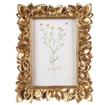 Cadre photo mural ou à poser en résine dorée fleurs16x2x21cm WADIGA