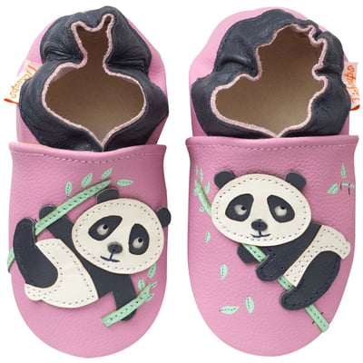 Chaussons bébé cuir souple Dana le panda TICHOUPS