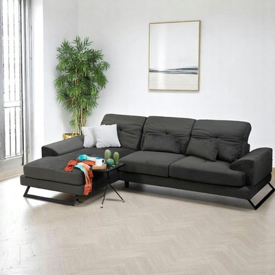 Canapé d'angle anthracite - dossier inclinable, côté gauche MILO PIER IMPORT