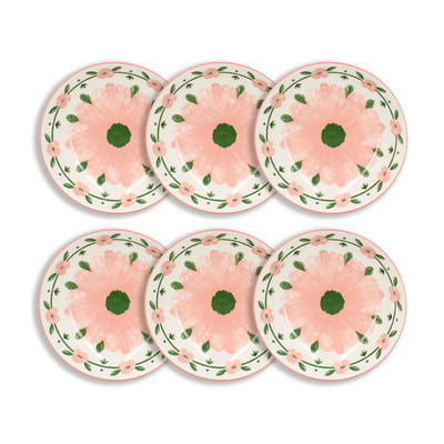 Lot de 6 assiettes creuses 20cm en porcelaine, PRIMAVERA NOVASTYL